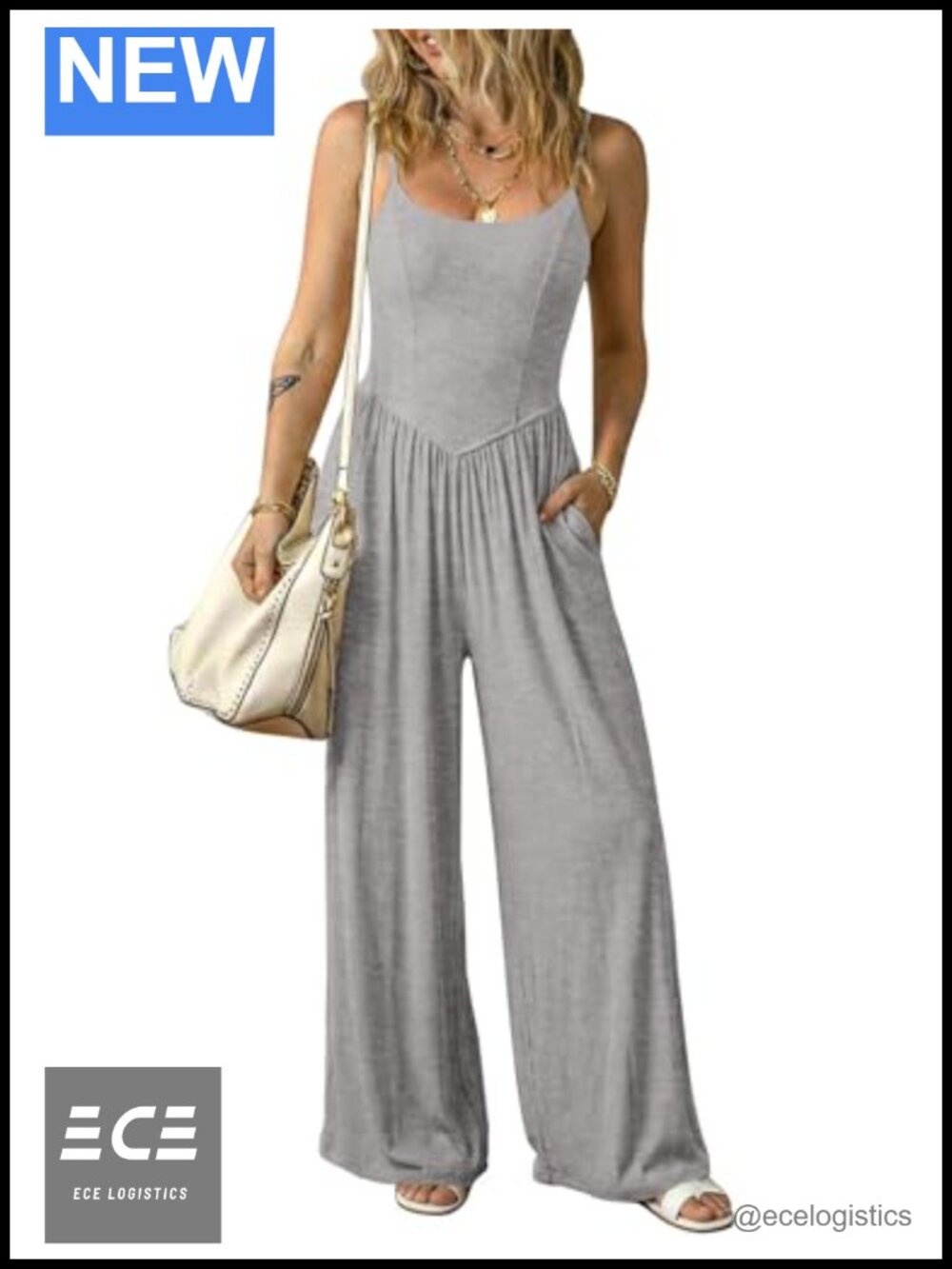Relipop Sleeveless Wide Leg Jumpsuit Casual Summer Romper Pants